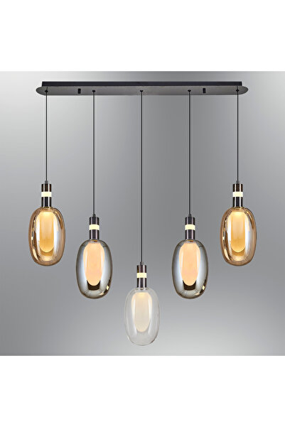 Özcan Aydınlatma 2853-5AS-28 Ostrich 5'li Sıralı Cam Sarkıt Mixed
