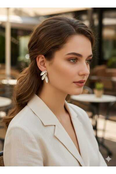 1881 STORE Silver - Gold Olive Branch Leaf Earrings - Minimalist Design