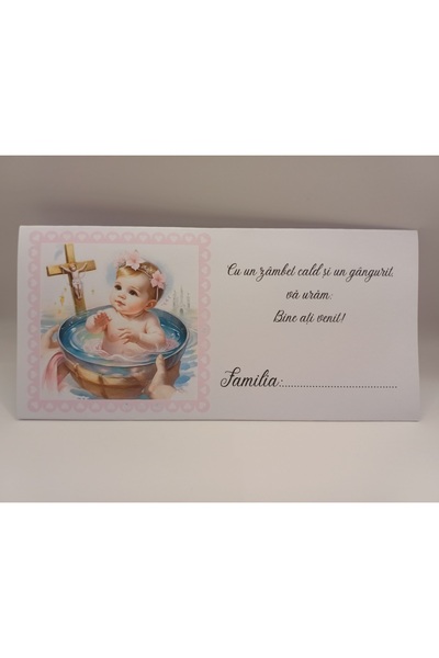 Handmade Set of 10 baby girl baptism envelopes