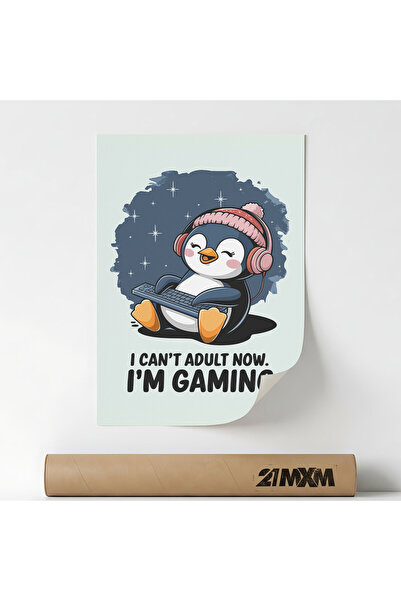 21mxm Poster Decorativ '38 Gaming Penguin', Material Textil, Fara Rama