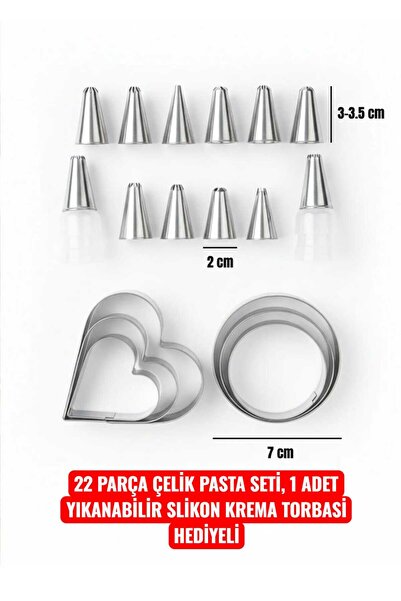 Swift Shop 22 Parça Pasta Dekorasyon Seti – 12 Adet Duy Ucu, 4 Bağlantı Başlı...