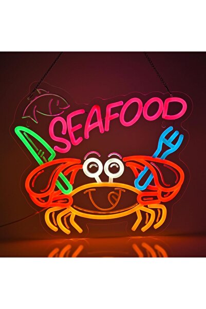 Slasa Seafood Neon Sign 38x32cm with 6mm Acrylic Base LED Wall Decor