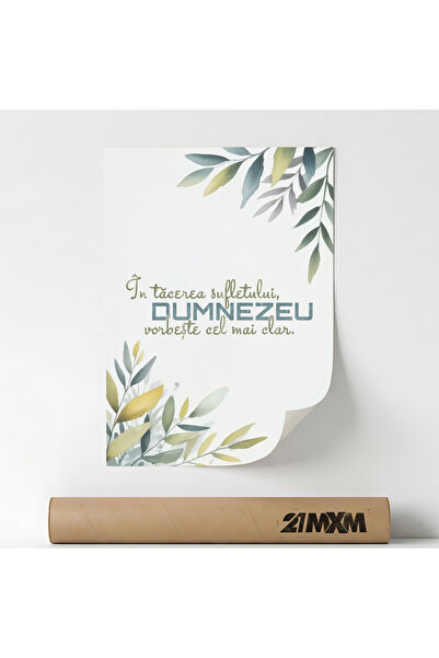 21mxm Poster decorativ, Citat crestin inspirational, A4, material textil, Far...