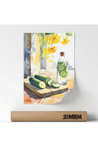 21mxm Αφίσα Διακόσμησης, Μεσογειακή Κουζίνα, Αγγούρια & Πλακάκια Τερακότα, A4...