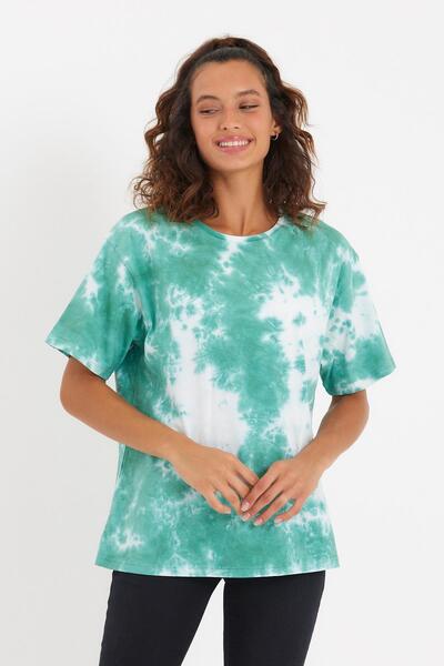 QUHOX Γυναικείο μπλουζάκι Tie-Dye Washed Oversize Πράσινο