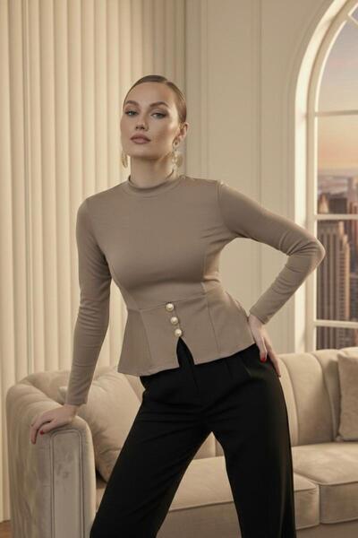 DOEDA MODA New Product Turtleneck Front Slit Accessory Detailed Modal Fabric ...