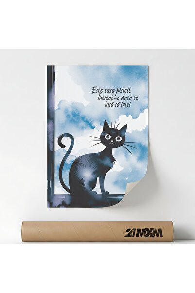 21mxm Poster decorativ, mesaj comic cu pisici, Este Casa Pisicii, A4 (21 x 29...