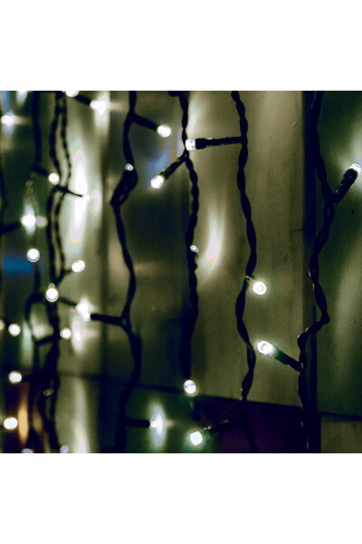 Somogyi Perdea de lumini, 204 LED, alb, pt exterior, cu legare in serie