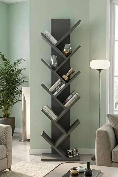 PDMPOİNT DOLAP MARKET Nirvana 10 Raflı Kitaplık - Antrasit