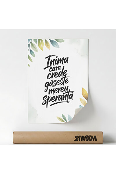 21mxm Poster decorativ, Citat crestin inspirational Inima Care Crede, fara rama