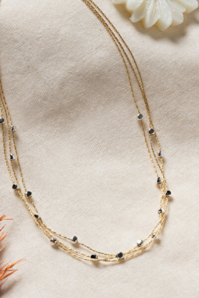 Elika Silver Çoklu Zincir Kolye / Gold Kaplama