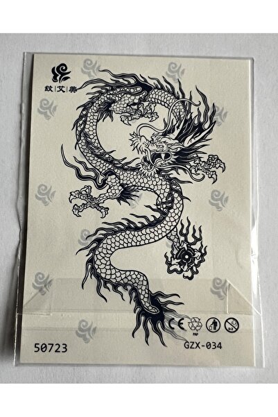 Airbrush Tattoo Dragon Yarı Kalıcı Geçici Dövme Sonradan Kararan 1 Aylık Dövm...
