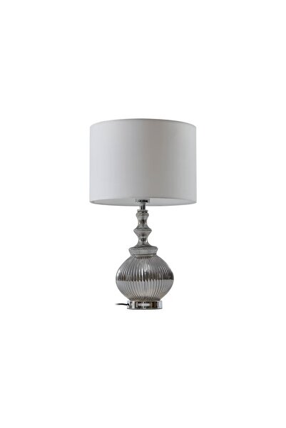 OEM Επιτραπέζιο φωτιστικό Lindby Loraine, γυαλί/ύφασμα, ασημί/λευκό, 57 x 33 ...