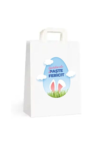 Gamma Print Set 10 pungi cadou pentru cadouri de Paște, alb, 18x9x25 cm