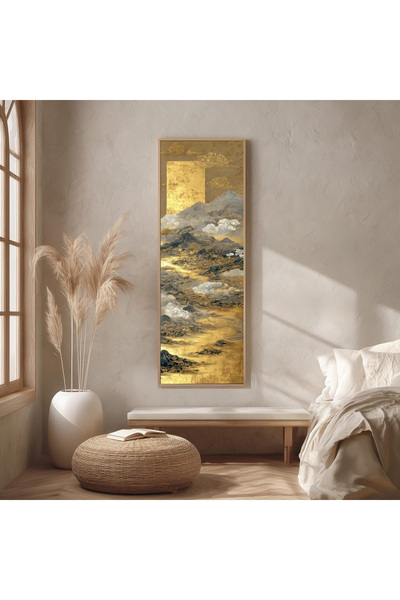 Dekorsiahome Ahşap Çerçeveli Panoramik Oturma Odası Salon Tablosu UZ0375