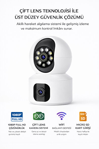 Maybax Wifi Çift Kamera Akıllı Güvenlik Kamerası, Akıllı Ev Güvenlik Gözetim ...