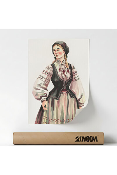 21mxm Poster 'Folcor Romanesc 26' Pe Panza Mata – Design Minimalist, Fara Rama