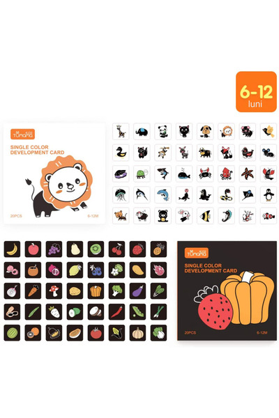 TUMAMA KIDS Σετ 40 καρτών Tumama 2 σε 1, Ζώα και Φρούτα, Μικτά