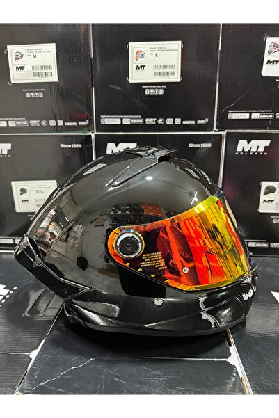 MT Helmets Mt Thunder 4 Pure Parlak Kask Turuncu Vizörlü (+1 şeffaf vizörlü)