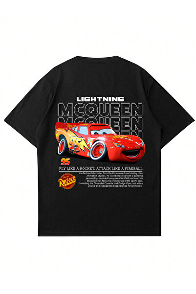 Mad&Calf Μπλουζάκι Unisex με στάμπα Lightning Mcqueen, με λαιμόκοψη ποδηλάτου...