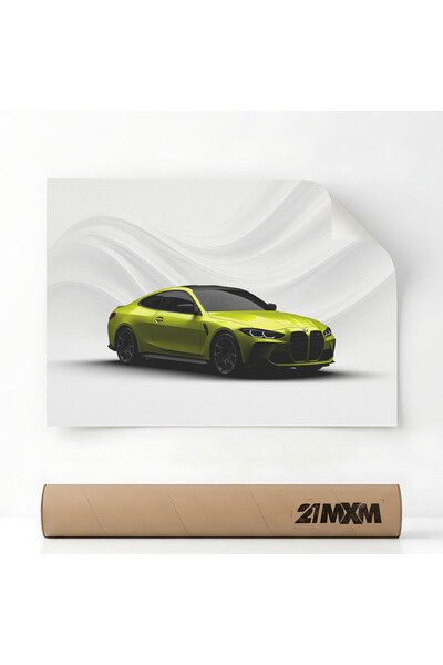 21mxm Poster Auto Premium - 1728 M4 G82 2021 Față Galbenă – Design Minimalist...