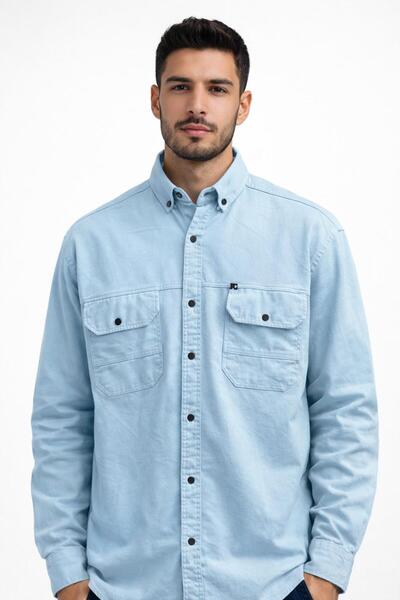CLASSİCS MEN Fc Zero Long Sleeve Slim Fit Men's Denim Shirt - 7539
