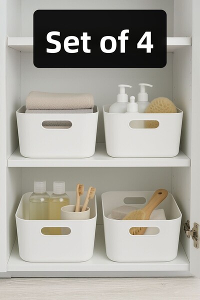 Mowo Home 4Pcs Bathroom Organizer Organizer White Color Plastic Multi-Purpose...