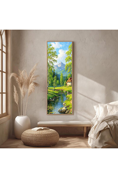 Dekorsiahome Ahşap Çerçeveli Panoramik Oturma Odası Salon Tablosu UZ0397