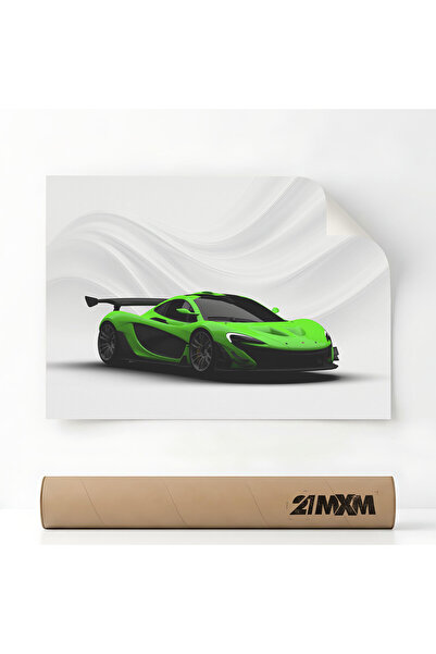 21mxm Poster Auto Premium - 1560 P1 GTR - Verde - Față – Design Minimalist, A...