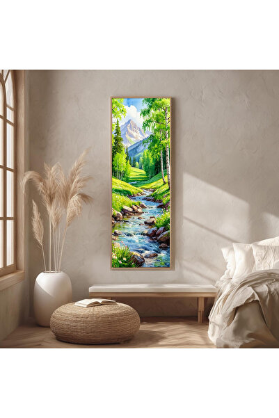 Dekorsiahome Ahşap Çerçeveli Panoramik Oturma Odası Salon Tablosu UZ0396