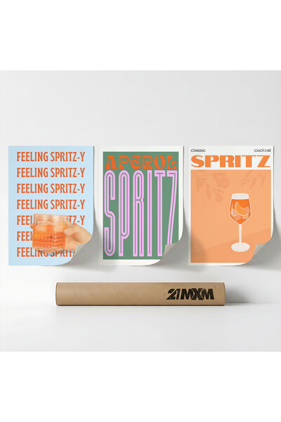 21mxm Set 3 Postere Decorative Stil Italian „Aperitivo 86”, Material Textil, ...