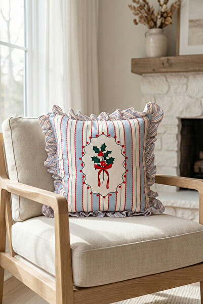 decofav هولي سترايبز - غطاء وسادة مطبوع رقميًا بتصميم مكشكش - 42x42 سم