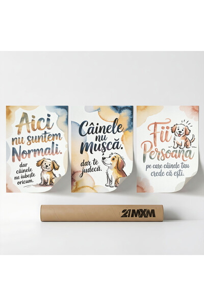 21mxm Set 3 Postere Decorative 'Casa Cainelui 02', Material Textil, A4 (21 x ...