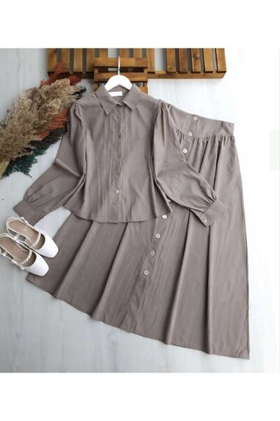 TrendParis Classic Cut Nubuck Cupra Skirt Jewelry