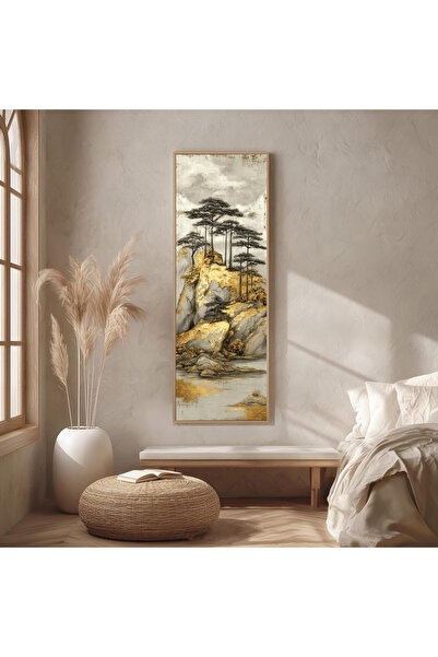 Dekorsiahome Ahşap Çerçeveli Panoramik Oturma Odası Salon Tablosu UZ0379