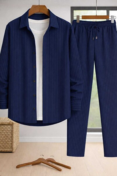 BRLKN Stretch Fabric Crepe Fabric Men/Unisex Long Sleeve Shirt Bottom Top Set