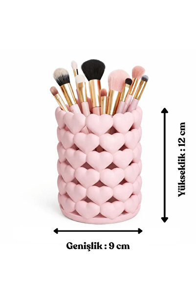 craftopya Kalpli Pembe Organizer – Makyaj Fırçalık, Kalemlik ve Aksesuar Düzenleyici - 9 x 12 cm
