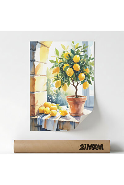 21mxm Poster 'Lemon Tree In Clay Pot' Pe Panza Mata – Design Minimalist, 30 x...