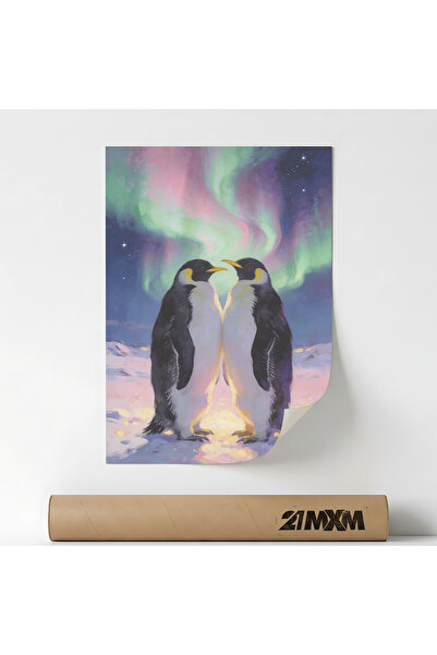 21mxm Poster decorativ Two Penguins Hugging, material textil, dimensiuni fara...
