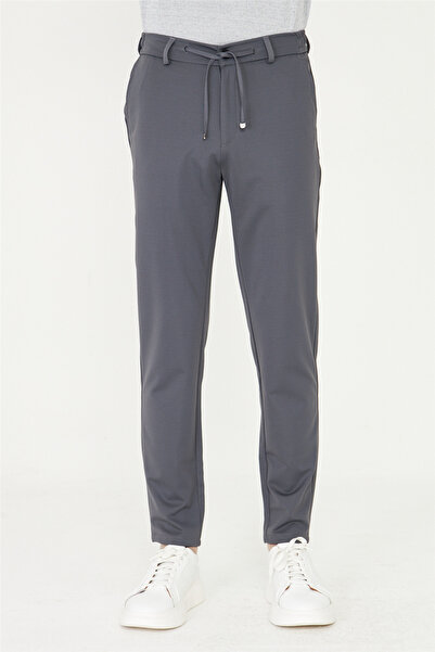 White Stone Anthracite Modern Cut Lace-Up Smart Casual Jogger Pants