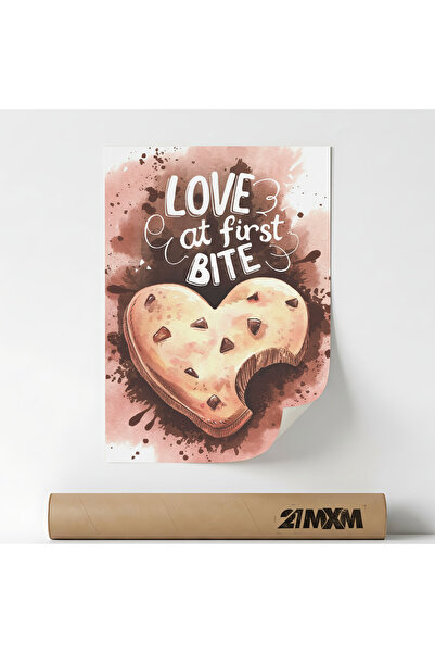 21mxm Poster decorativ tipografic, At First Bite, A4, material textil, fara rama