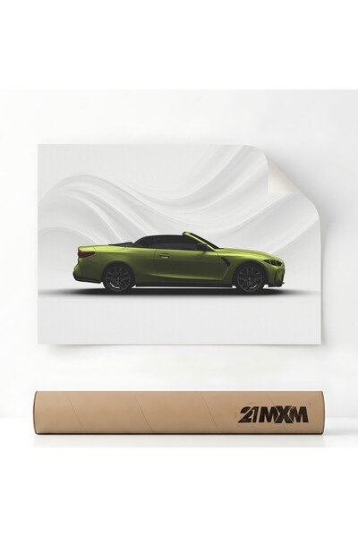 21mxm Poster Auto Premium - 1738 M4 Cabriolet 2025 G83 Galben – Minimalist, A...