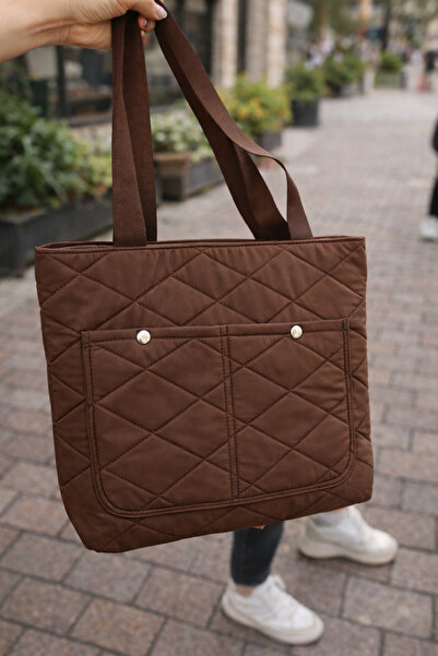 AVCA Puff Fabric Embossed Quilted Shopper Shoulder Bag Inflatable Tote Parach...