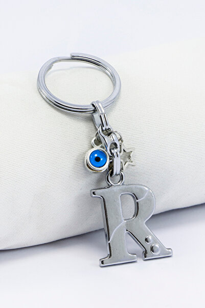biuti Breloc cu litera R din metal, cu mărgele în formă de stea de culoare ar...
