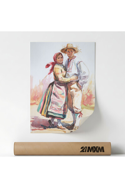 21mxm Poster 'Folcor Romanesc 4' Pe Panza Mata – Design Minimalist, Fara Rama