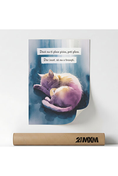 21mxm Poster decorativ, mesaj comic cu pisici, Poti Pleca, Fara Rama