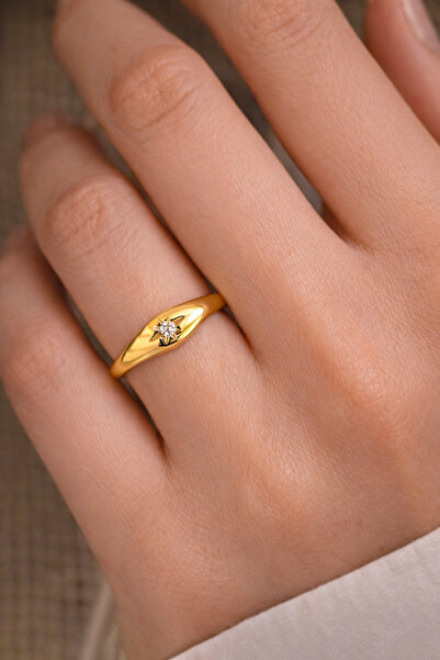 The Collection Minimal Kutup Yıldızı Gold Çelik Yüzük Kadın Vip Ayarlanabilir...