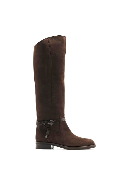 Sofia Baldi Red Brown Suede Women's Flat Boots