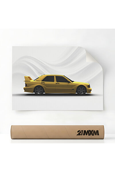 21mxm Poster Auto Premium - 1566 190E EVO II - Galben – Design Minimalist, 30...
