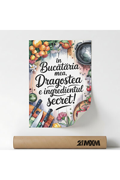 21mxm Poster 'Dragostea Este Incredientul Secret' Pe Panza Mata – Design Mini...